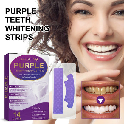 Purple Teeth Whitening Strips Remove Plaque Stains Cleaning Oral Hygiene Bleaching Dental Tools Fresh Breath Brighten Tooth Care